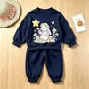 Conjunto de Moletom 3D de Coelho Estrela para Primavera e Outono Infantil Gola Redonda Top Calça Jogger Menina Bebê Roupas Casuais Infantis