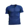 Camiseta de Malla para Hombre Hielo Seda Cuello V Verano Color Sólido Camisa Base Ropa Interior Ajustada Manga Corta Ropa Interior Sudadera Fina Cuello Redondo