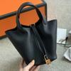 Bolso tipo cesta de piel de vacuno de primera capa para mujer, gran capacidad, bolso de mano ligero, simple y versátil para ir al trabajo