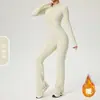 Macacão de Veludo com Zíper Transfronteiriço Outono e Inverno Macacão de Yoga de Manga Longa Macacão de Fitness de Alta Intensidade