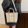 2025 Nuevo Bolso Balde de Moda Vintage Bolso de Hombro Trendy con Graffiti de Oso Pequeño Trendy para Trabajo/Viajes para Mujer