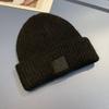 Gorro de lana mezclada de color puro para mujer, gorro de invierno tejido grueso y cálido, gorro grande de pelo elástico, bonito estilo coreano