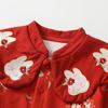 Macacão Vermelho para Recém-Nascido de Mês Completo Roupa Chinesa para Bebê para Cem Dias Ano Novo Macacão Festivo para Passeio e Engatinhar