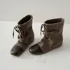 Botines plisados para mujer que aumentan la altura 2026 Nuevos botines cortos de otoño con cordones Gamuza Retro Versátiles Adelgazantes Botas de Moda