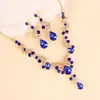 Conjunto de joias de colar e brincos gota d'água ultra brilhantes europeu e americano, conjunto de duas peças de moda de luxo leve europeu e americano para vestidos de noiva, fornecimento transfronteiriço
