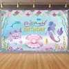 Fundo de festa de aniversário novo transfronteiriço, design de balão e bolo impresso em alta definição, fundo decorativo multitema