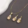 TEMU explosiones simple geométrico ópalo oro rosa regalo collar de moda pendientes traje