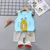 Ropa Infantil 2024 Verano Nuevo Traje Chaleco Infantil Algodón Puro Comercio Exterior Bebé Sin Mangas Shorts Estilo Coreano Ropa para Niños