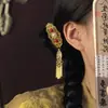 Nuevo pasador exquisito y versátil de estilo chino mongol con diamantes brillantes y perlas, pinza para el pelo con borla de estilo étnico para mujer, accesorio para el pelo de pinza lateral, adorno para el pelo de estilo antiguo