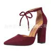 Novos sapatos de salto alto femininos da Juyuan, estilo europeu e americano, disponíveis em estoque, bico fino, moda para comércio exterior, plus size, sapatos de salto alto femininos, sapatos de moda femininos com cadarço