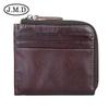 Tarjetero de piel de vacuno de primera capa para hombre y mujer, compacto y ultrafino, de piel auténtica, con ranuras para múltiples tarjetas, tarjetero, monedero multifuncional con cremallera.