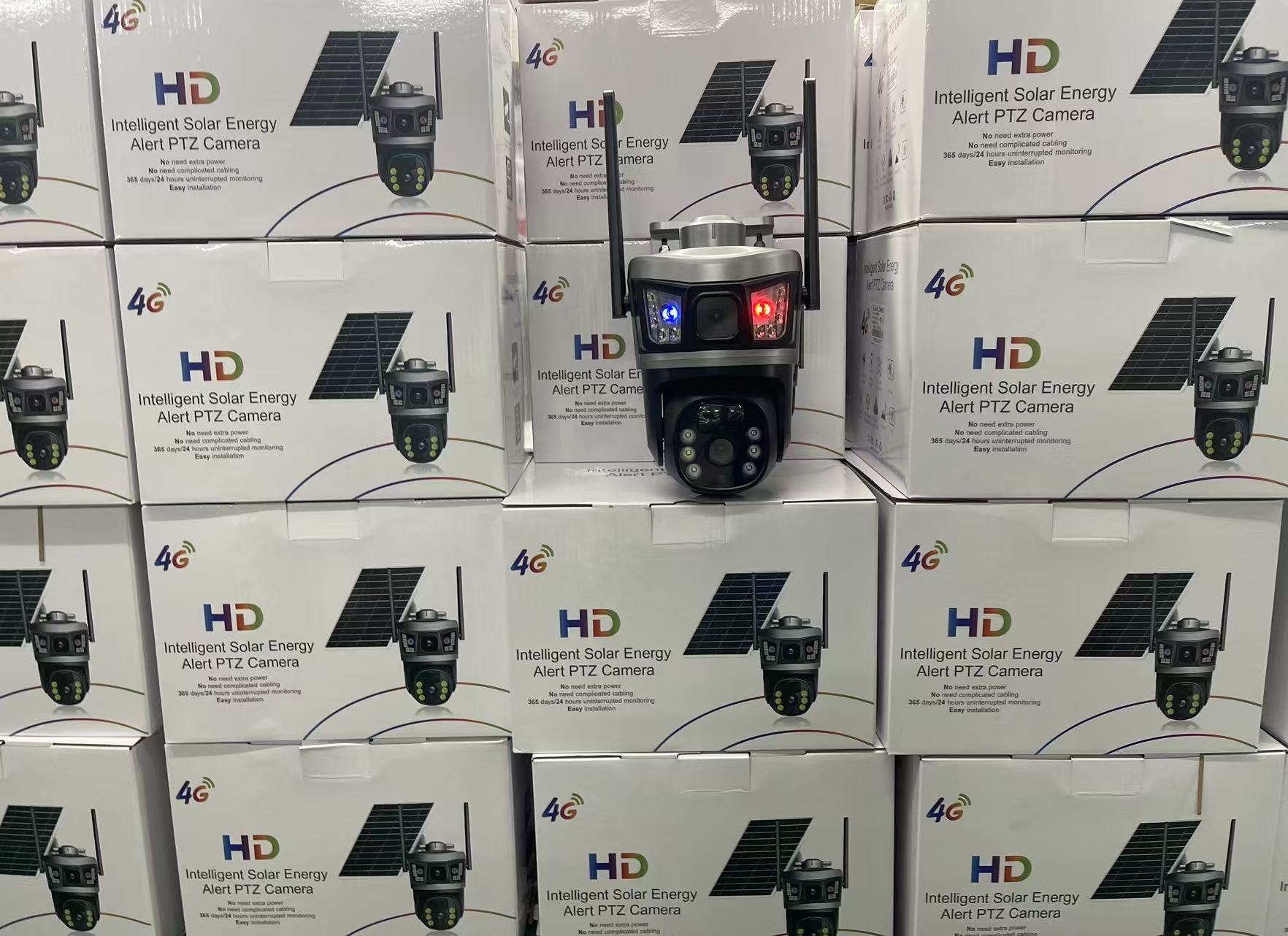 太阳能4G全景V380监控器无线手机远程室外双镜头枪球联动双