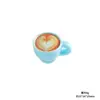Xícara e Pires de Café com Arte Latte Miniatura Simulada Decoração de Cena de Casa de Bonecas DIY Feita à Mão Modelo Pequenos Enfeites de Resina