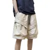 Pantalones Cortos de Herramientas para Hombre Verano Tendencia Marca High Street Bolsillo Grande Deportes Americanos Pantalones de Alta Gama Casual Pantalones de Cinco Puntos para Hombre