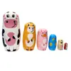Muñecas Rusas de Anidación 6 Capas de Madera Animal Matrioshka Juego Muñecas Pintadas a Mano de Madera de Tilo con Adorables Diseños de Animales de Granja Regalo Divertido y Educativo para Niños Adultos Juguete Decorativo para el Hogar 415cm