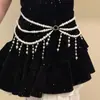 Nueva y exquisita cadena de cintura de borlas de perlas multicapa vintage para mujer, cadena de cuerpo de cinturón versátil y elegante para combinar con faldas