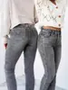 Jeans de Mujer 2025 Europeos y Americanos Transfronterizos de Cintura Alta Lavados Ajustados Rasgados Versátiles Ajustados Levanta Glúteos Pantalones Leggings
