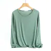 Camiseta Básica Modal Manga Longa Feminina Estilo Coreano Nova Gola Redonda Outono Primavera Plus Size Transfronteiriça Top Fino de Outono