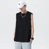 Colete Casual Masculino de Verão Cor Sólida Solto Colete Esportivo Camiseta Masculina da Moda Camiseta Básica Masculina de Verão Cor Sólida