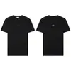 Camiseta Clásica de Cuatro Vías con Bordado de Letras Redondo Hombros Descubiertos Manga Corta para Hombre, Piedra de Alta Calidad Transfronteriza