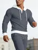 Sudadera con capucha de punto gofrado de manga larga para hombre de Amazon transfronteriza, top versátil casual y cómodo, conjunto de pantalones para hombre