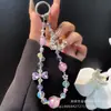 Kt Corrente para Celular Liga de Zinco Laço Coração Zircônia Corrente Pendurada Fofa Punho Curto Corda de Contas de Cristal Pingente de Bolsa