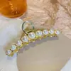 Grampo de Cabelo Novo de Pérola Versátil Presilha para Parte de Trás da Cabeça Feminina Grande Elegante Simples Grampo Coreia do Sul Presilha de Tubarão Acessório de Cabelo
