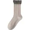 Calcetines de Encaje Grises para Mujer, Calcetines Dulces de Algodón de Media Pantorrilla para Primavera y Otoño, Venta al por Mayor Más Vendida de 2026 desde la Fábrica de Origen de Zhuji