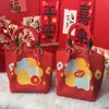 Directo de Fábrica Bolso de Mano Tejido Rojo de Año Nuevo Caricatura Oveja Souvenir En Stock Lote Mixto