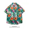 Camisa Floral Estilo Tailandês Praia de Bangkok, Manga Curta, Roupa Unissex para Casal, Camisa Solta Retro Cool de Secagem Rápida para o Festival Songkran