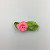 En stock 3 puntos cinta con hojas Rosa flor pequeña Accesorios DIY lazo de cinta Hoja Verde pequeña Rosa Al por mayor