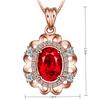 Collar con Colgante de Diamante con Forma de Huevo Chapado en Oro Rosa, Cadena para Clavícula, Colgante de Gema Sintética de Color, Colgante de Diamante Rojo de Celebridad