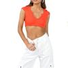 Comercio exterior transfronterizo europeo y americano Personalidad europea y americana Moda callejera Moda sexy Chica caliente Ropa de calle Camiseta de color sólido con cuello ondulado