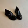 Mocasines Piel Suave Retro Estilo Nuevo Estilo Británico Para Viajar Puntas Redondas Planos Versátiles Negro Suela Gruesa Zapatos Pequeños Versión para Mujer