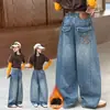 Jeans de Nuevo Estilo Otoño e Invierno para Niñas Mayores, Jeans Casuales Bordados para Niños, Versátiles y de Moda