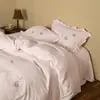 Estilo francés, minimalista, todo algodón, gasa de doble capa, juego de ropa de cama de cuatro piezas, algodón puro, amigable con la piel, adecuado para dormir desnudo, color crema