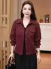 Jaqueta Curta Versátil de Moda Dropshipping para Mulheres 2026 Novo Estilo Solta Casual Gola Lapela Manga Longa Jaqueta Top