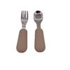 Cuchara de mesa de mango corto disponible, cuchara de suplemento alimenticio para entrenamiento de bebés, cuchara de tenedor de silicona de acero inoxidable 316 para niños de alta temperatura.