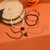 Moda Europea y Americana Transfronteriza Halloween Calabaza Sombrero de Bruja Aleación Colgante 5 Metal Vidrio Pulsera Elástica Set