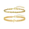 Pulseira Cuban Twist de Aço Inoxidável com 26 Letras para Comércio Exterior Transfronteiriço, Joia Fashion e Ajustável