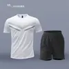 Traje Deportivo para Hombre Ropa de Secado Rápido Verano Ropa de Correr de Manga Corta Camiseta de Seda Helada Pantalones Cortos de Baloncesto Ropa de Fitness para Bádminton