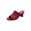 Sandalias de una pieza con tacón grueso de piel de vaca de primera capa para mujer, Mocasines de verano de cuero genuino con punta redonda y abierta de tacón medio para mujer