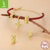 Plata Ziyun Elemento Dorado Pequeño Buda Dorado Accesorios de Plata de Ley 925 Patrón Vajra Vajra Pulsera de Abalorios DIY