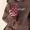 Pulseira de bolinhas de tela cheia adequada para capa de celular iphone18pm 16 furos precisos textura de couro iphone17 silicone 15 meninas