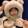 Estilo Coreano Invierno Nuevo Sombrero de Felpa con Orejas de Oso Cielo Estrellado para Mujer Bufanda de Estudiante Todo en Uno Ciclismo Engrosado Bufanda Cálida para el Cuello Sombrero