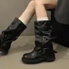 Botas de tacón grueso estilo retro de nicho, botas vaqueras holgadas estilo western, botas de montar, botas Martin para principios de otoño, botas de mujer estilo francés