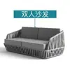 Combinación de Mesa de Café y Sofá de Exterior Mimbre Silla de Mimbre Sofá de Mimbre Modelo de Habitación Exterior Balcón al Aire Libre Patio Muebles de Ocio