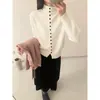 Suéter grueso vintage moderno y único para mujer, otoño e invierno, cárdigan de punto con cuello semi-alto para usar en capas