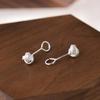 Pendientes de botón de plata pura S999 para mujer, de plata de ley, con gancho para la oreja, sencillos y a la moda, con bola de pelo que combina con todo.