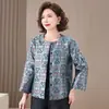 Calidad Garantizada, Cómodo, Rejuvenecedor, Elegante, Adelgazante, Nuevo Estilo Chino, Estilo Nacional, Brocado Song, Seda, Abrigo Talla Grande para Madres de Mediana Edad, Primavera